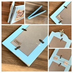 木製フォトフレーム 身長計 KF50-BL パステルブルーの画像
