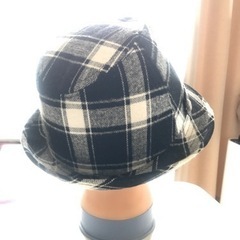 モノトーン　チェック　ハット　カットウィッグの画像