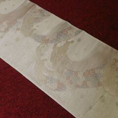 正絹　袋帯　六通　幅31.5　長さ431強