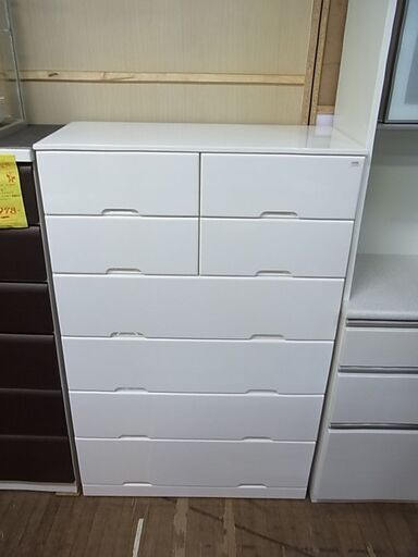 6段ハイチェスト　引き出し収納　白　タンス　洋服入れ　たんす　衣類収納　引き出し全段レール式