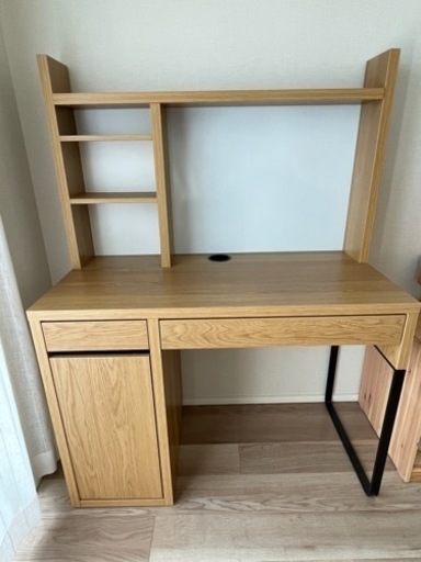 【美品】IKEA ミッケ◆デスク 学習机 棚セット リモートワーク◆MICKE オーク調 イケア◆流山おおたかの森