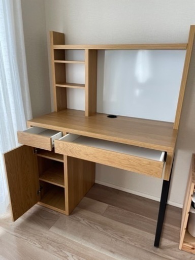 【美品】IKEA ミッケ◆デスク 学習机 棚セット リモートワーク◆MICKE オーク調 イケア◆流山おおたかの森