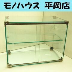 札幌市内限定 昭和レトロ 全面ガラスケース 2段 引き戸 幅35×奥行18×高さ27cm ディスプレイ 飾り棚 店舗什器 アンティーク 札幌市 清田区 平岡