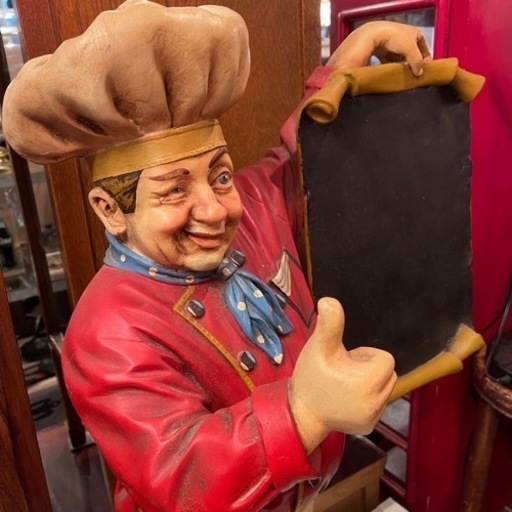【売約済み】看板　人形　メニュー　コック　シェフ　店舗　什器　インテリア　オブジェ　コレクション　置物