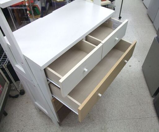 ニトリ チェストラック 幅約84cm 「ランダム2 80」ホワイト リビング収納 飾り棚付きチェスト ☆ 札幌市 北区 屯田 