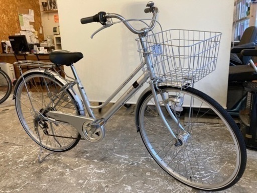 【LEDオートライト】6段変速　27インチ自転車　シルバー