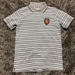 メンズポロシャツ ボーダー グレー