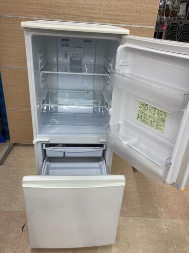 中古　動作確認済み　2ドア冷蔵庫　SHARPシャープ　SJ-14E8-KY　137リットル　右開き　ホワイト/イエロー　管理番号JTH-07