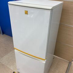 中古　動作確認済み　2ドア冷蔵庫　SHARPシャープ　SJ-14E8-KY　137リットル　右開き　ホワイト/イエロー　管理番号JTH-07の画像