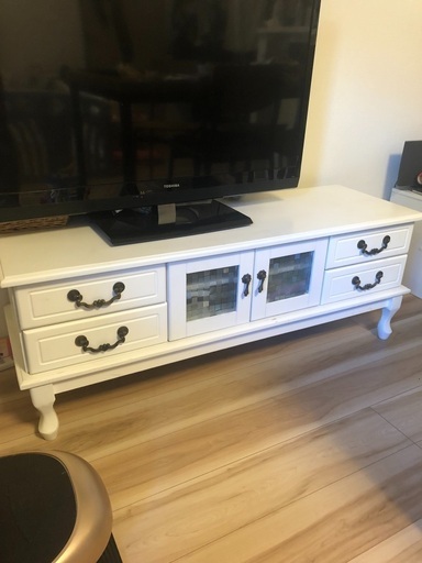 猫足テレビ台 白