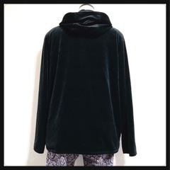 ꒰CLOVE vs CLOVES꒱日本製 ベロア フードジャケット 黒 パーカーの画像