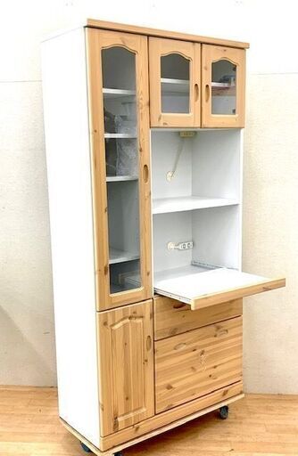カントリー調　食器棚　キッチン収納 レンジ台　カップボード　トンパⅡ 90 WH 260212