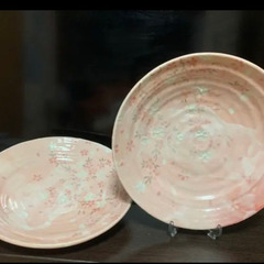 萩焼  桜つくし 大皿  直径約29センチ  夢二  L11   2枚セットの画像