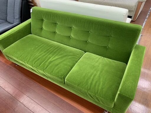 モケットグリーン３人掛けソファー【トレファク所沢店】