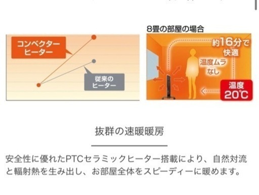 【保証付き】デロンギ コンベクターヒーター ホワイト HXJ60L12-WH