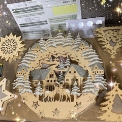 未使用★クリスマスオーナメント　ルミーダウッドデコレーション　電池付　QVCの画像