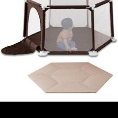 ベビザラス　ベビーサークル　ブラウンの画像