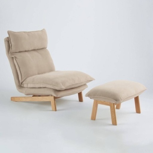 【引取限定】無印良品 ハイバックリクライニングソファ　１シーター + オットマン+ カバー付き 良品計画