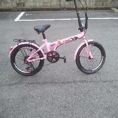 折りたたみ自転車　美品ピンクの画像