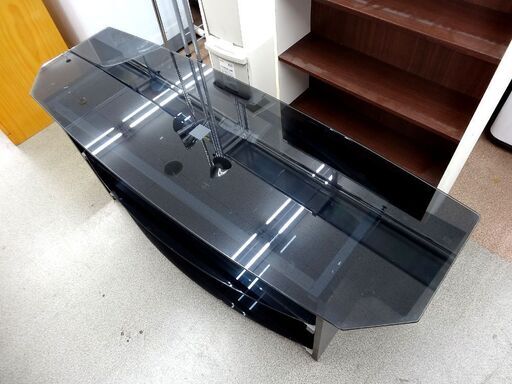 テレビ台 ガラス ブラック系 横幅　約123cm 中古 ガラス台 札幌市豊平区 西岡店