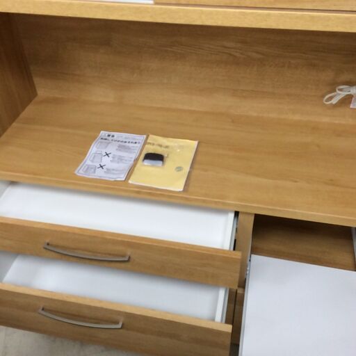 J736 ニトリ 食器棚 キッチンボード コパン 120KB LBR2 ライトブラウン 1190×400×1800 クリーニング済み