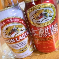 麒麟 350ml 2缶 オマケおつまみ 柿ピーの画像