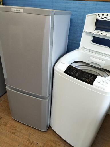 新生活お買い得セット！！シリーズ82 ミツビシ MR-P15C-S　2ドア冷凍冷蔵庫　146L　2018年製・ハイアール JW-K50K 全自動洗濯機 2015年製　2点セット！！