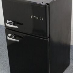 レトロ調2ドア冷凍冷蔵庫 ブラック 85L バーハンドル SP-RT85L2-BK 2021年製 simplus/シンプラス  中古家電 店頭引取歓迎 R4825)