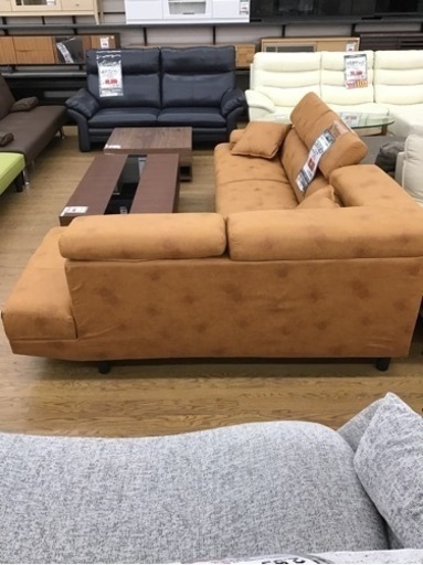LK-81【ご来店頂ける方限定】新入荷　アウトレット　カウチソファ2点セット　レザー調ファブリック