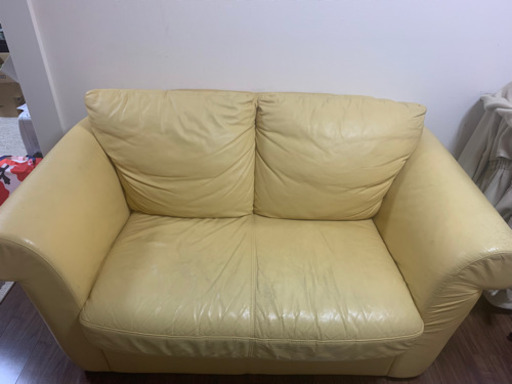 定価178000円 本革 ２人掛けレザーソファー イエロー