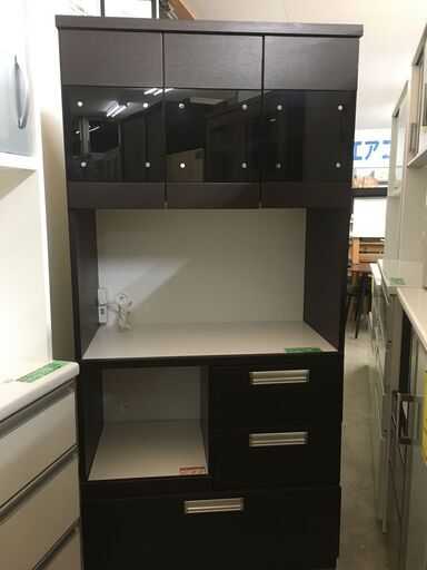 入江木工　キッチンボード　食器棚　レンジ台　システムキッチンボード　おしゃれ　スチームオーブン対応　幅900×奥行き470×高さ1,890mm 　堺市　石津