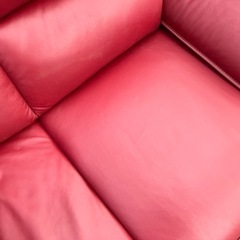 ニトリ　3人用本革ソファー　赤　値引不可の画像