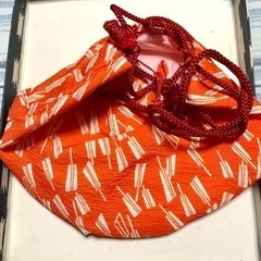 七五三・ゆかたに！久留米絣 (くるめがすり) 子供用おしゃれ履/ 下駄+巾着のセットの画像