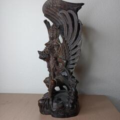 【価格交渉可】ヴィシュヌ神とガルーダ像 木彫り（黒檀）の画像