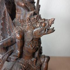 【価格交渉可】ヴィシュヌ神とガルーダ像 木彫り（黒檀）の画像