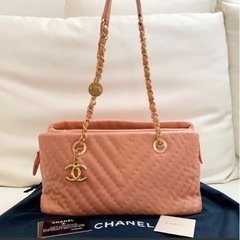 CHANEL シェブロン　ショルダーバッグ　くすみピンク