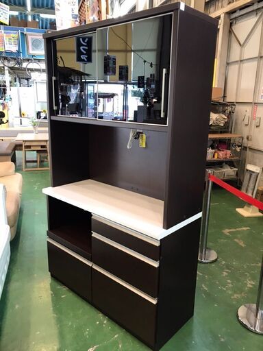 【愛品館八千代店】松田家具　スライド扉キッチンボード　120②【愛八KT】