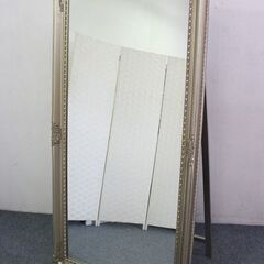 アンティーク調スタンドミラー 幅90/高さ180㎝ 木製 自立式 姫 ヨーロピアン/ロココ 姿見 全身鏡  その他家具 中古 店頭引取歓迎 R4845)