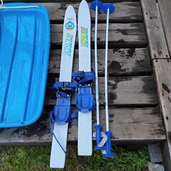 子供用 3点セット 靴に履けるスキー ソリ2個 冬遊びセットの画像