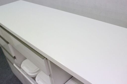 ニトリ リガーレ キッチンカウンター 幅140 ブル ダストボックス ハイグロスホワイト NITORI 食器棚 中古家具 店頭引取歓迎
