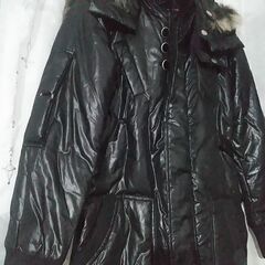 軽い！中綿デザインコート ファー　フード取外可の画像