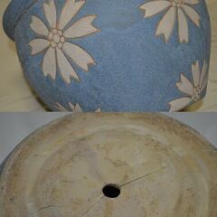 【終了/有難うございました‼】2-16 中古 手書きのお花が可愛いテラコッタポット 大型 素焼き鉢 植木鉢 輸入品 早い者勝ちです✨✨　の画像