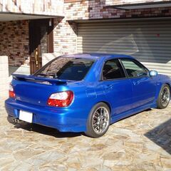 検査4年2月インプレッサWRX NBターボ TEIN車高調/PIAA17インチ/LEDテール/イエローLEDフォグ/ゴリラナビ/WRブルーマイカ/タイベル交換済みの画像