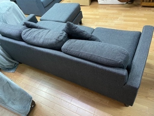 ソファ カウチ 3人掛け オットマン 掃除済み クッション 布張り