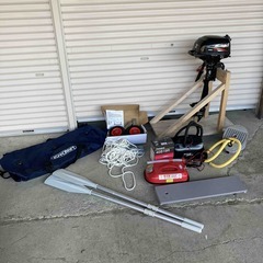 ゴムボート 一式 セット  ジョイクラフト JSL-290 スズキ DF2 電動ポンプ バッテリー 特注ゴムボートカバー エアマット ドーリー セットの画像