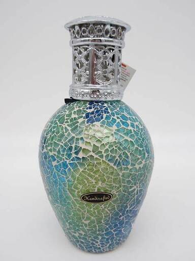 ss3202　未使用品　Ashleigh&Burwood　フレグランスランプL　モザイクメドゥ　輸入雑貨　アロマ　ランプ　キャンドル　ウィック　ブルー系　アシュレイバーウッド　空気清浄作用　ギフト　クリスマス