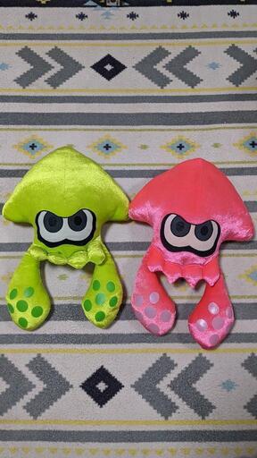 スプラトゥーン　イカぬいぐるみ　ピンク、グリーンセット