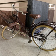 24インチ カゴ付き 自転車 ブラウン キッズ自転車 子供用
