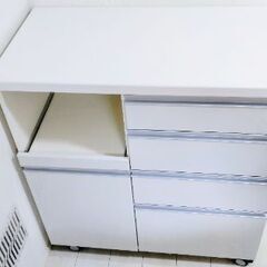 【美品】鏡面キッチンカウンター（家電ラック）