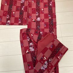 【美品】　洗える着物　　ウサギ柄の画像